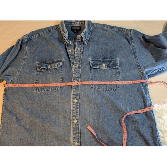 Cambridge Classic mens's size XL distressed denim button up shirt 1990s G6 - Picture 4 of 5